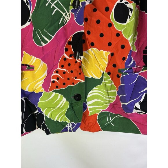 Vintage 80s Rainbow Geometric Baggy Blazer Jacket Whimsical - Picture 2 of 8